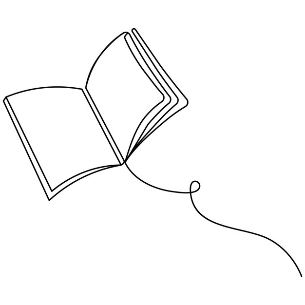 Ilustración vectorial de contorno de dibujo de una línea continua del libro