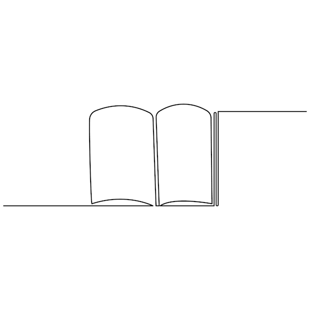 Ilustración vectorial de contorno de dibujo de una línea continua del libro