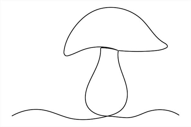 Ilustración vectorial de contorno editable de una sola línea continua de dibujo de hongo