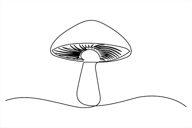 Ilustración vectorial de contorno editable de una sola línea continua de dibujo de hongo