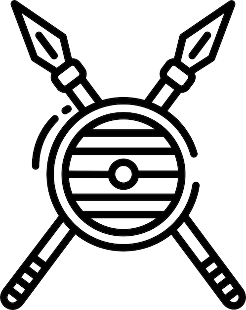 Ilustración vectorial del contorno del escudo de lanza