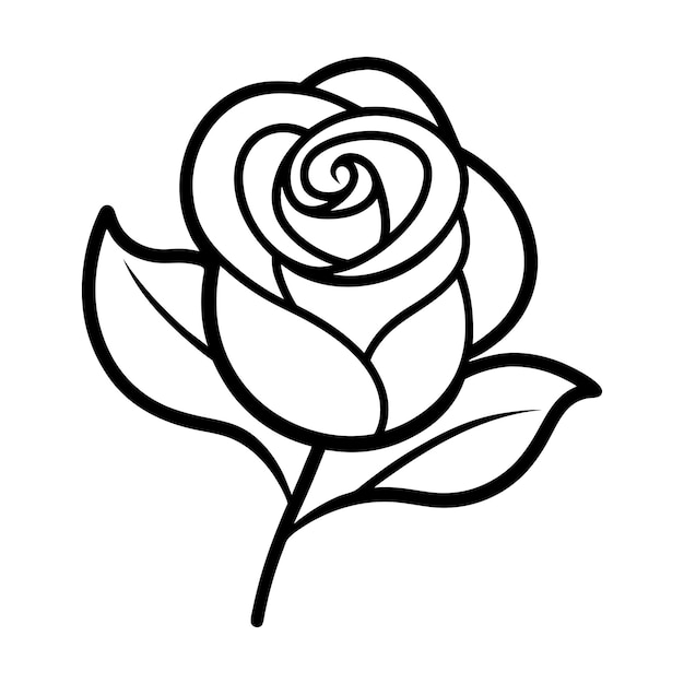 Ilustración vectorial de contorno de flor de rosa Diseño floral elegante para arte y decoración