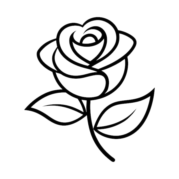 Ilustración vectorial de contorno de flor de rosa Diseño floral elegante para arte y decoración