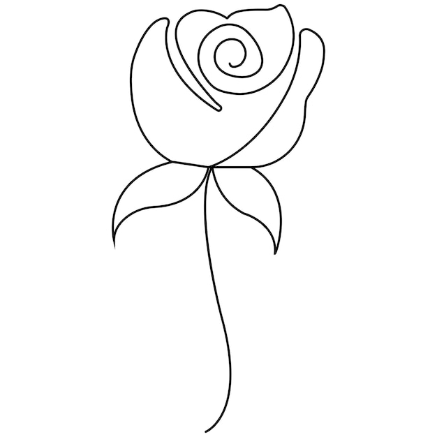 Ilustración vectorial del contorno de la flor de rosa en una línea continua