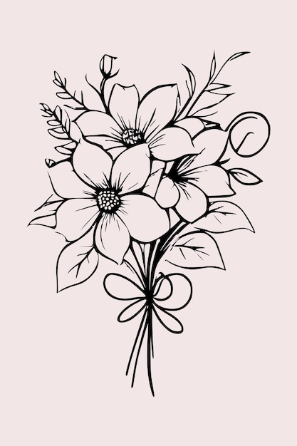 Ilustración vectorial del contorno floral