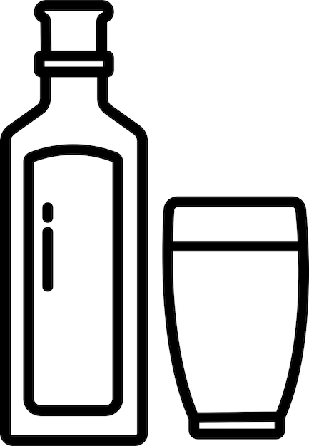 Ilustración vectorial del contorno de Gin Glass y Bottlesolid