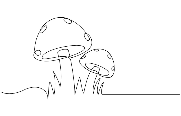 Ilustración vectorial del contorno de un hongo dibujado a mano