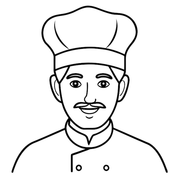 Ilustración vectorial del contorno del icono del chef de bigote