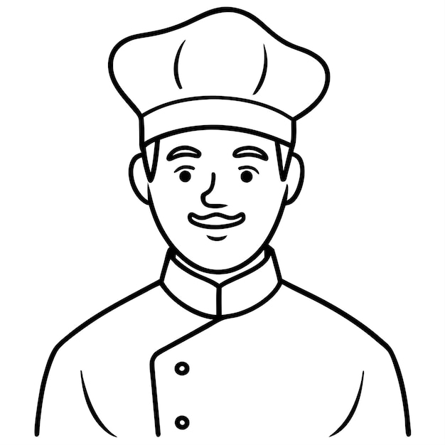 Ilustración vectorial del contorno del icono del chef de bigote