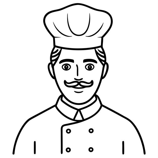 Ilustración vectorial del contorno del icono del chef de bigote