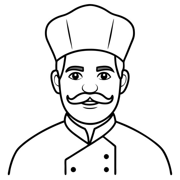 Ilustración vectorial del contorno del icono del chef de bigote