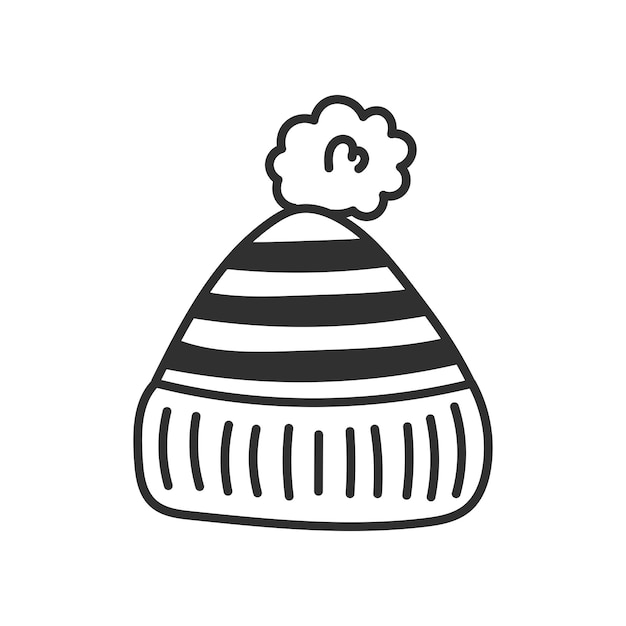 Ilustración vectorial del contorno del icono del Doodle de sombrero tejido