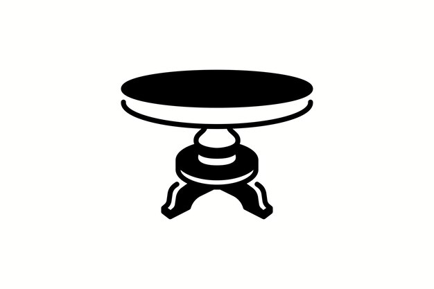 Ilustración vectorial del contorno del icono de la mesa redonda en fondo blanco