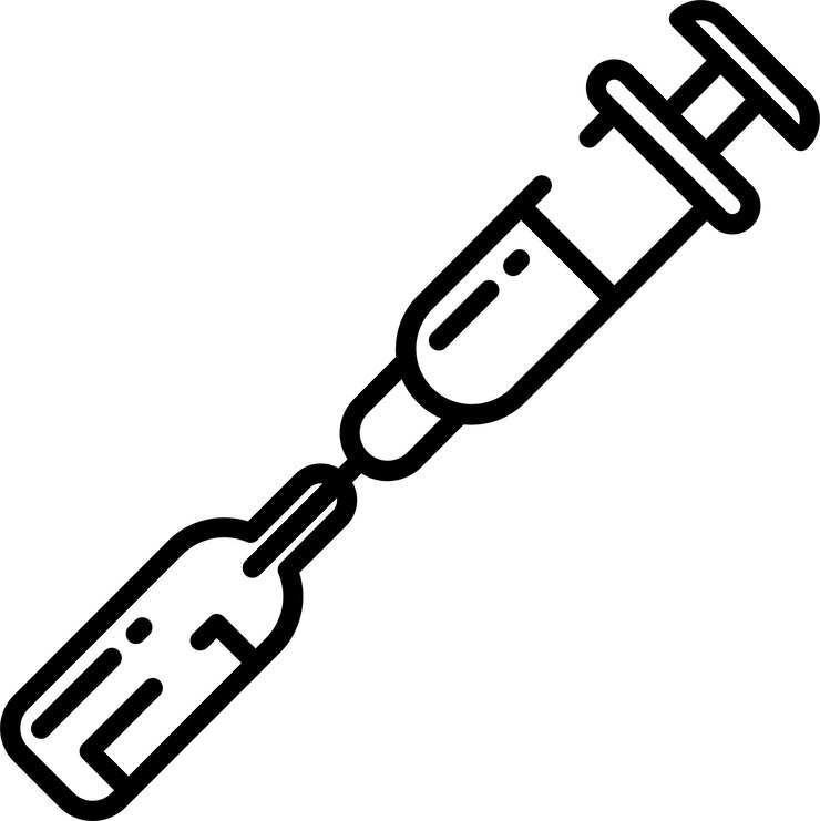 Vector ilustración vectorial del contorno de la jeringa