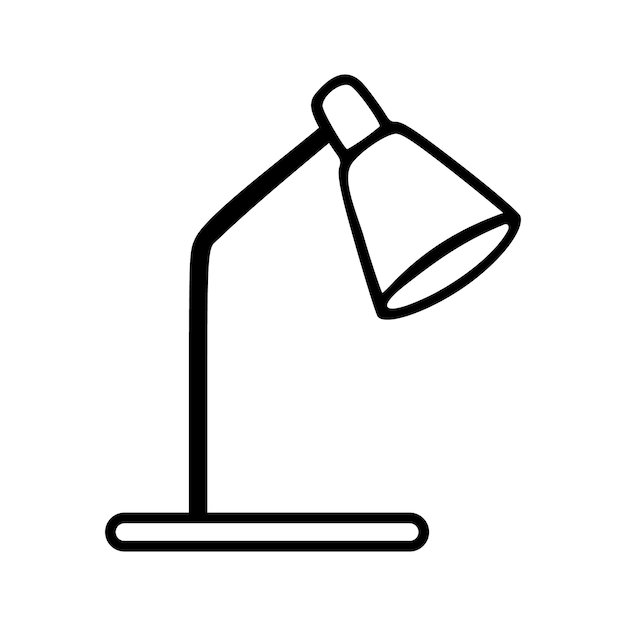 Ilustración vectorial del contorno de la lámpara de mesa negra