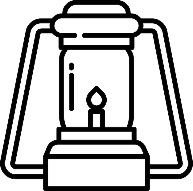 Ilustración vectorial del contorno de la lámpara de queroseno