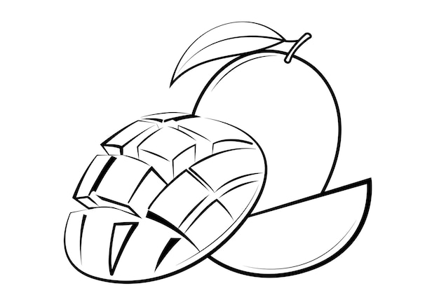 Ilustración vectorial de contorno de mango Página para colorear para niños