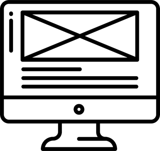 Ilustración vectorial del contorno del marco de alambre del monitor