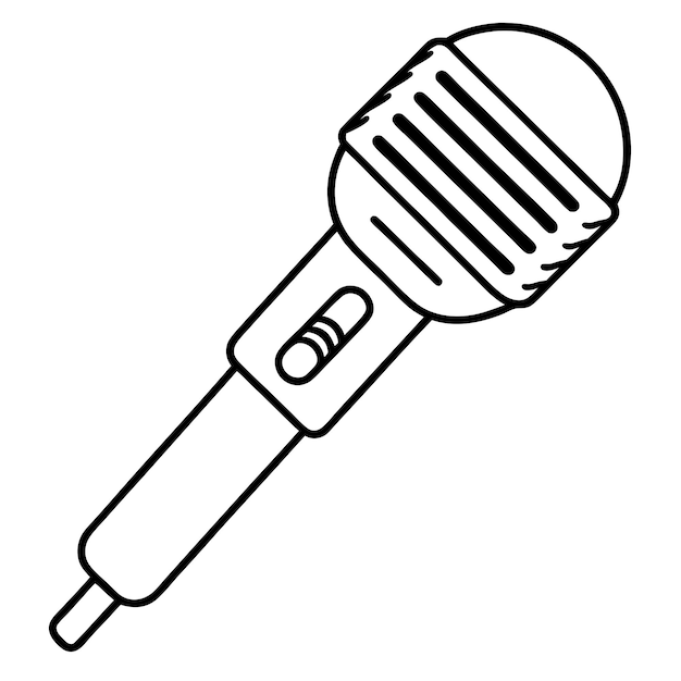 Ilustración vectorial del contorno del micrófono para la música