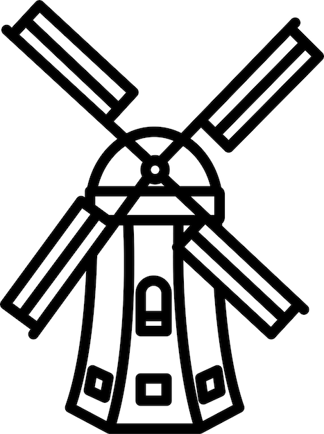 Ilustración vectorial del contorno del molino de viento