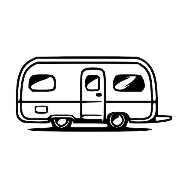 Ilustración vectorial del contorno negro de la caravana