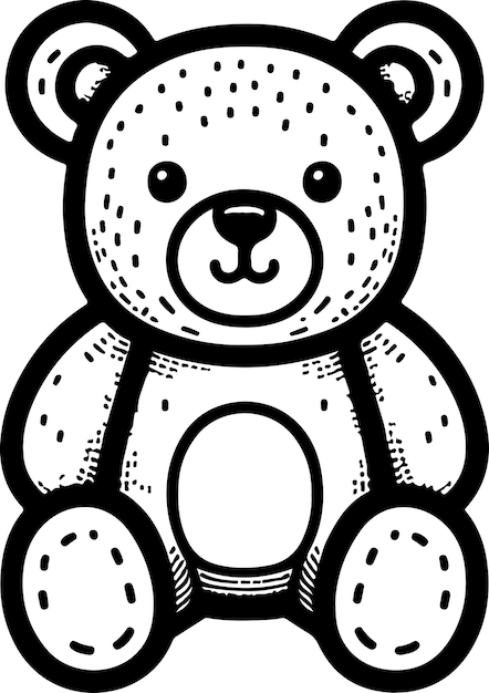 Ilustración vectorial de contorno negro de juguete de oso
