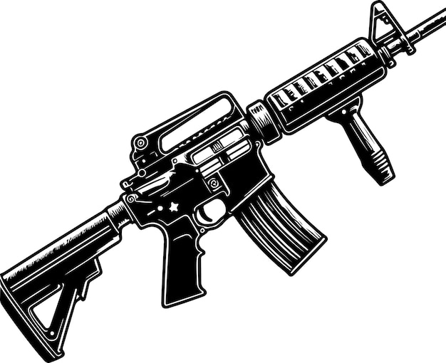 Ilustración vectorial de contorno negro de la pistola de rifle