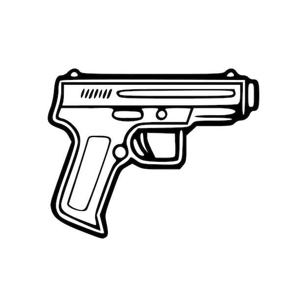 Ilustración vectorial del contorno negro de la pistola