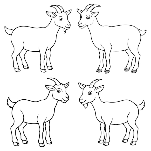 Ilustración vectorial del contorno de la página de colorear cabra