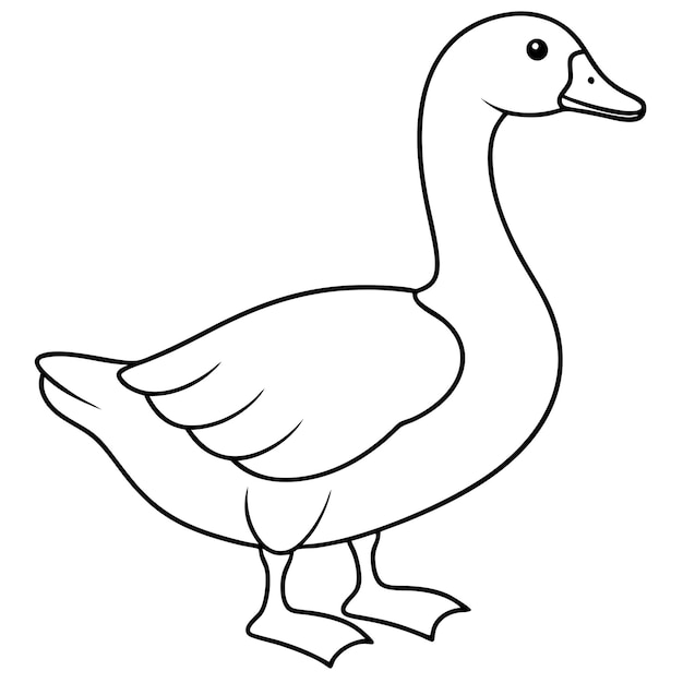 Ilustración vectorial del contorno de la página de colorear del ganso