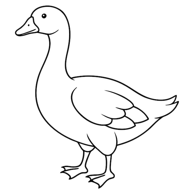 Ilustración vectorial del contorno de la página de colorear del ganso