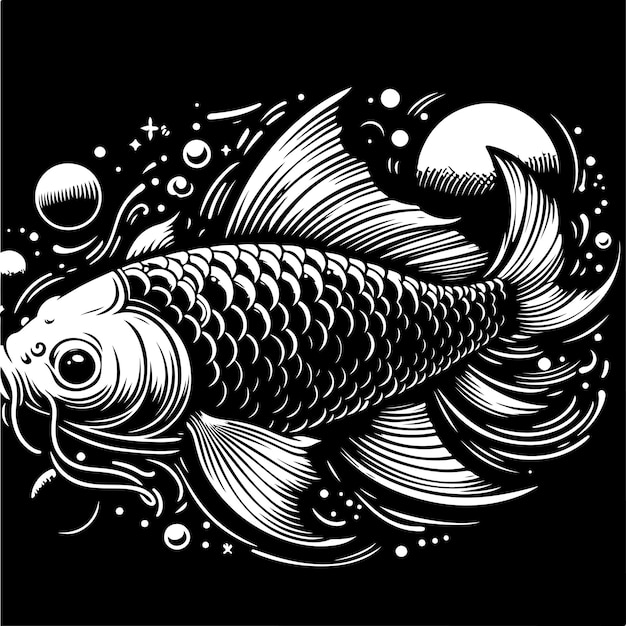 Ilustración vectorial del contorno del pez Koi
