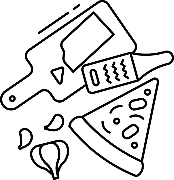 Ilustración vectorial del contorno de la pizza con queso de ajo