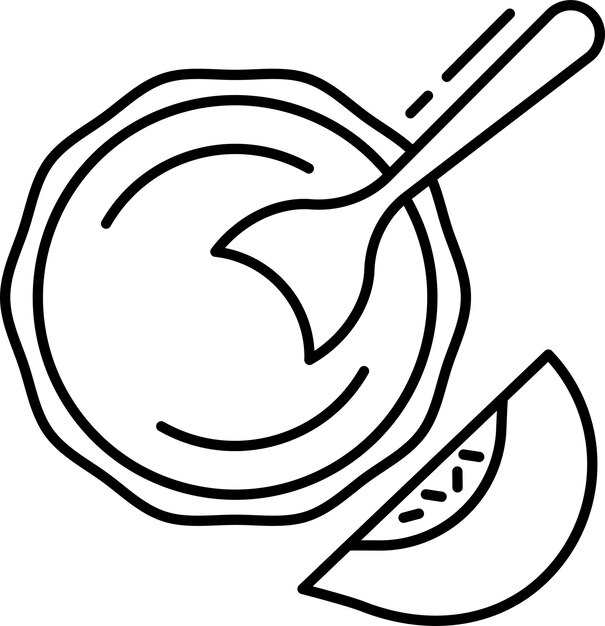 Ilustración vectorial del contorno de los purés sólidos de los bebés de melocotón