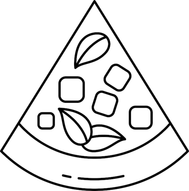 Ilustración vectorial del contorno de la rodaja de la pizza de queso