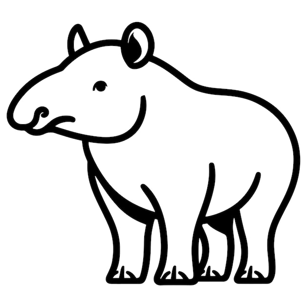 Ilustración vectorial del contorno de la silueta del tapir