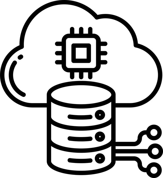 Ilustración vectorial de contorno sólido de almacenamiento de datos