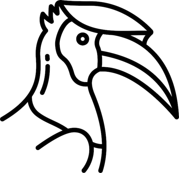 Ilustración vectorial del contorno sólido de las aves de cuerno