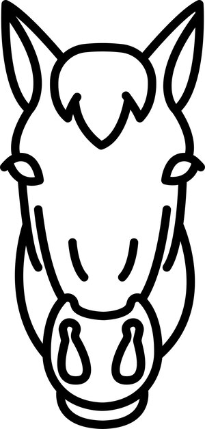Ilustración vectorial del contorno sólido de la cara del caballo