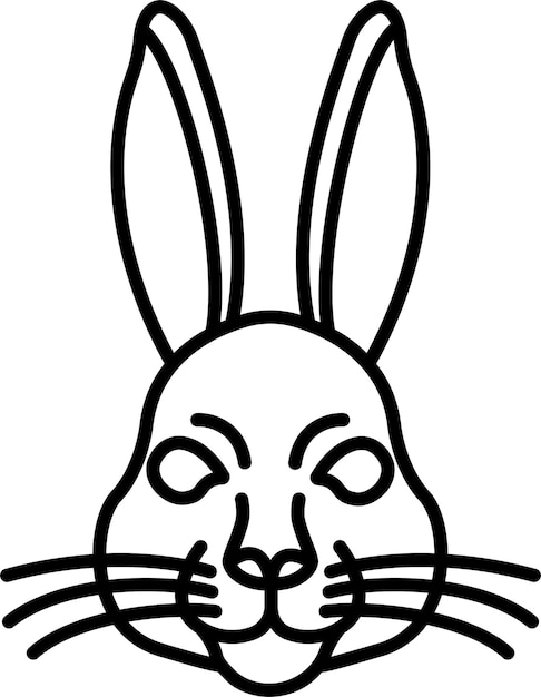 Ilustración vectorial del contorno sólido de la cara del conejo