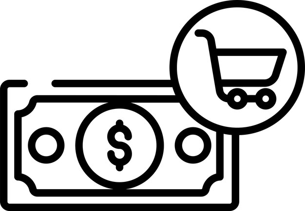Ilustración vectorial del contorno sólido del carro de compras