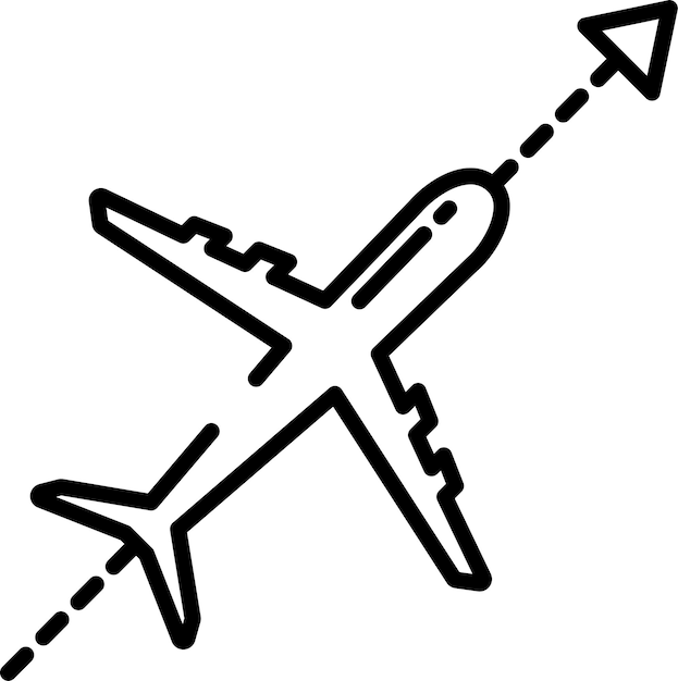 Vector ilustración vectorial del contorno sólido de las direcciones de vuelo