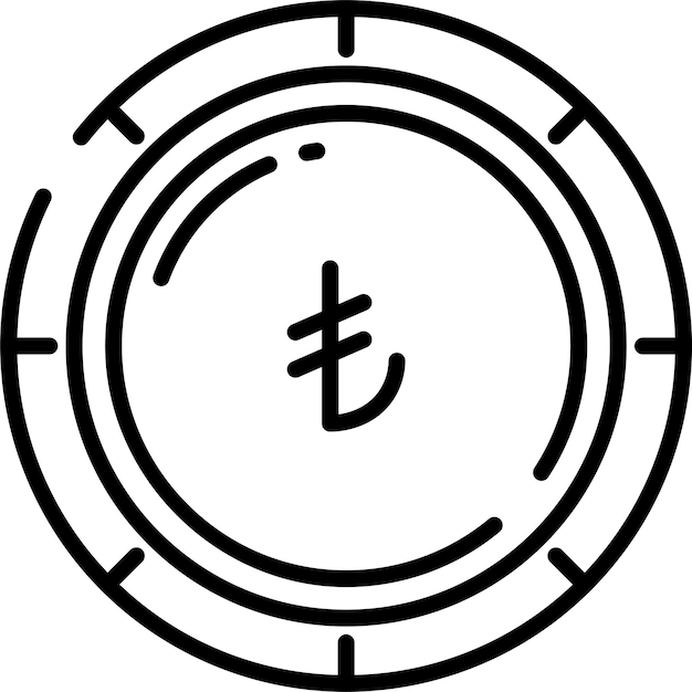 Ilustración vectorial del contorno sólido de la moneda de la lira