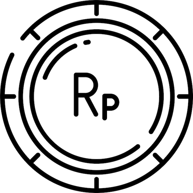 Ilustración vectorial del contorno sólido de las monedas de la rupias indonesias