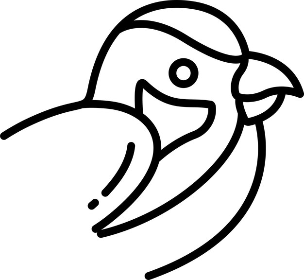 Ilustración vectorial del contorno sólido del pájaro gorrión