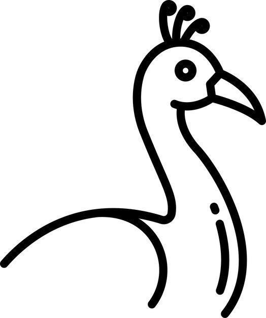 Ilustración vectorial del contorno sólido del pájaro pavo real