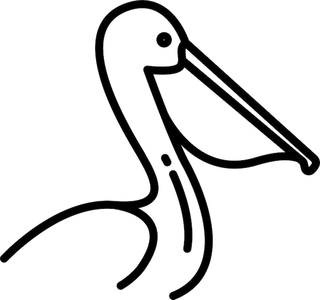 Ilustración vectorial del contorno sólido del pelícano