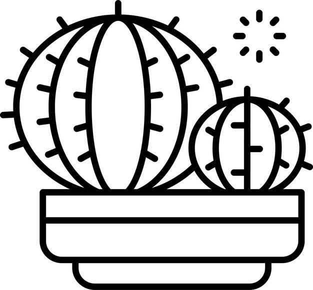 Ilustración vectorial del contorno sólido de las plantas de cactus