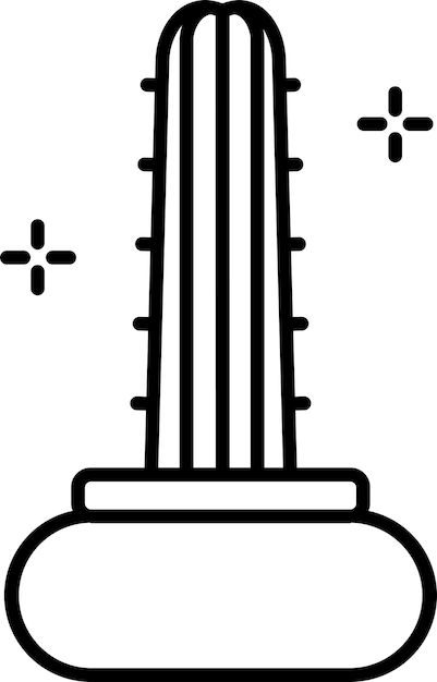 Ilustración vectorial del contorno sólido de las plantas de cactus