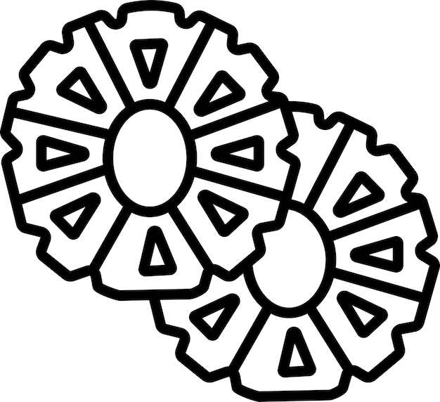 Ilustración vectorial del contorno sólido de las rebanadas de piña